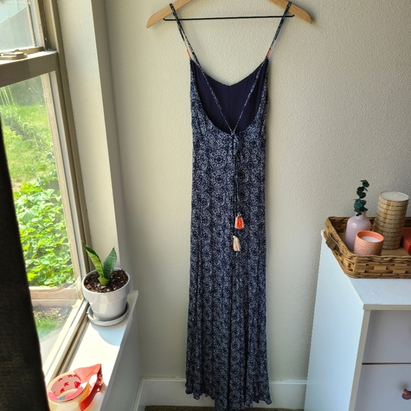Hem & Thread Blue Boho Strappy Tassel Maxi Dress - Picture 2 of 6
